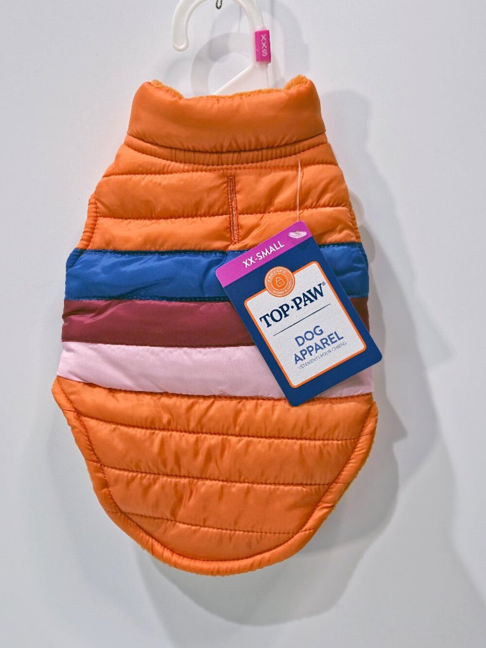 Top Paw Puffer Jacket for Dogs, Orange/Blue/Burgundy/Pink, NEW